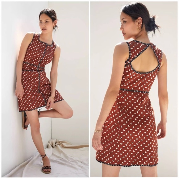 Anthropologie Maeve Cut Out Mini Dress Size 6 Floral Cottagecore Boho - Picture 2 of 16